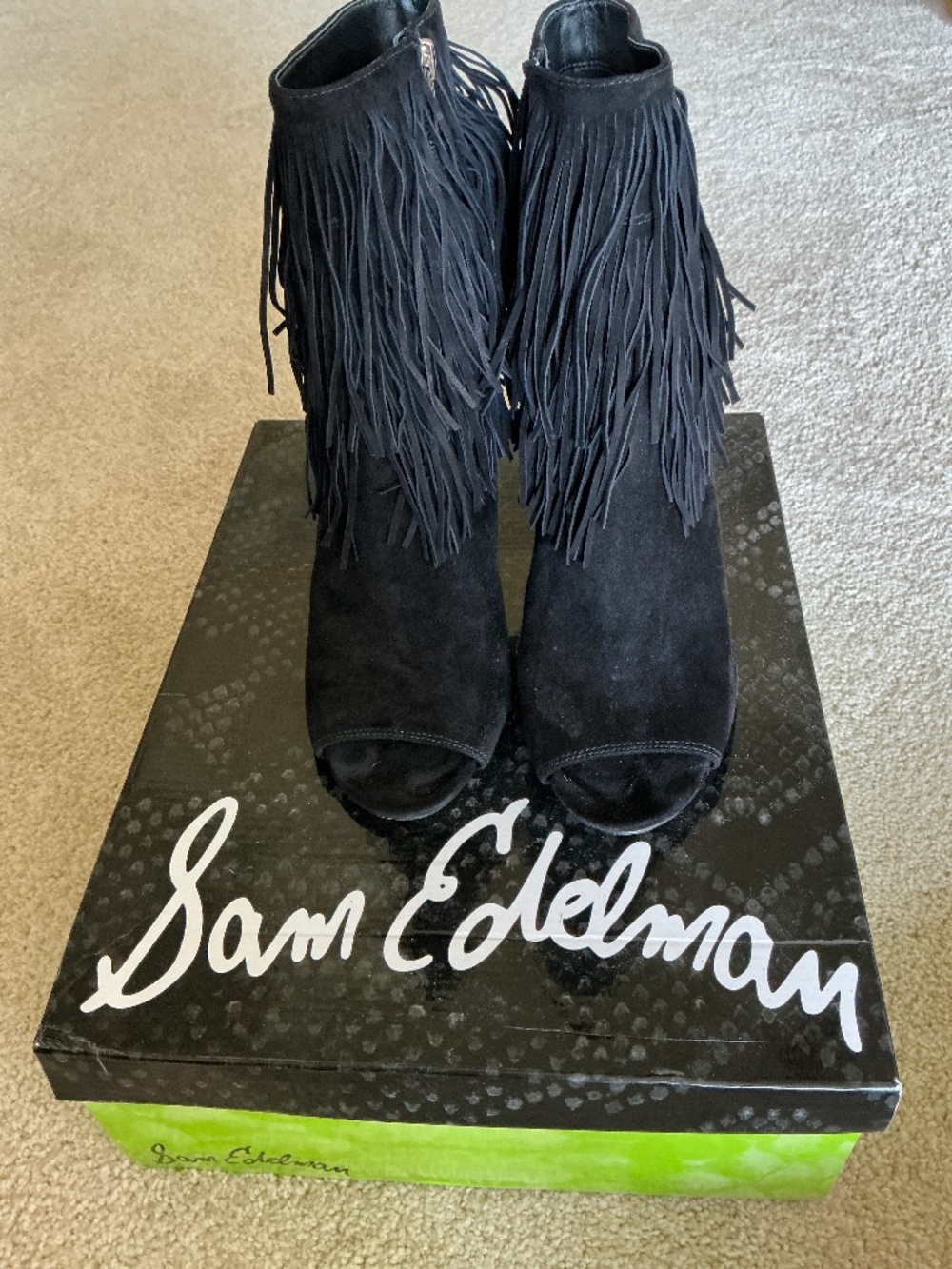 Fun fringe black bootie by Sam Edleman! Size 9